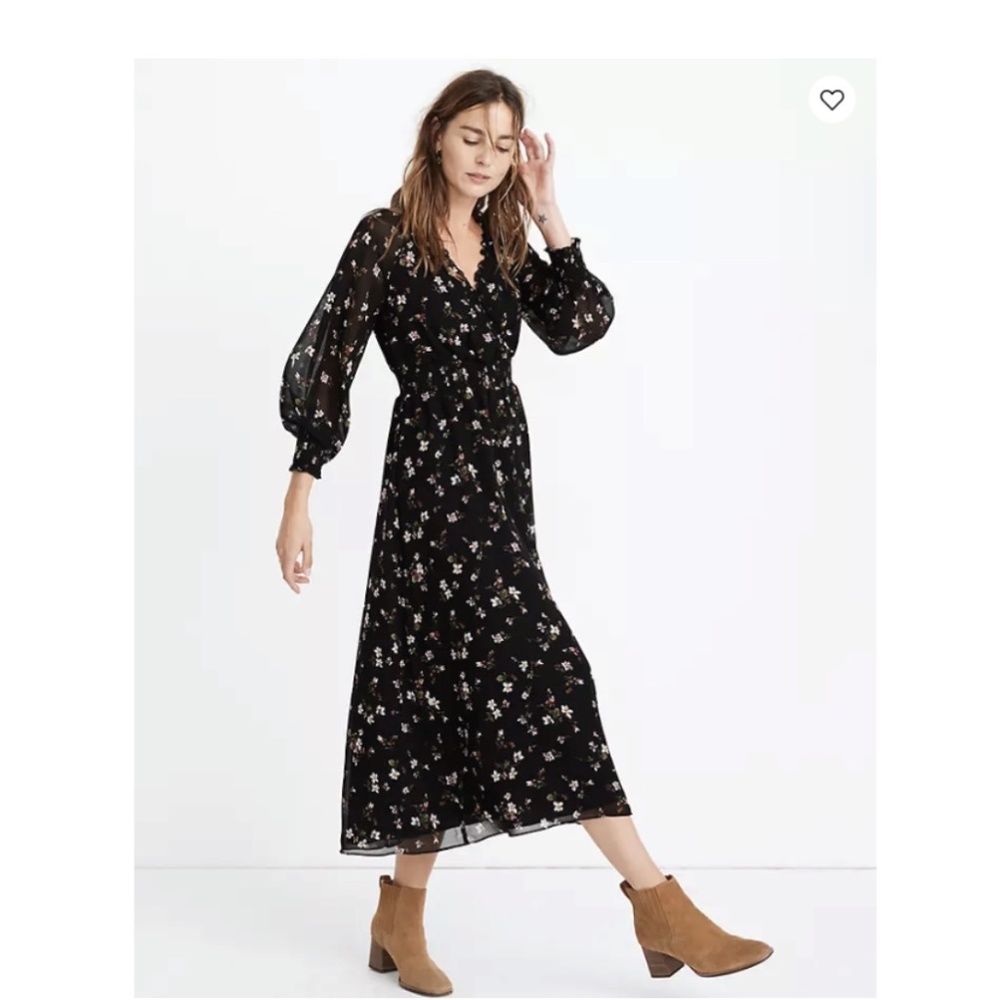 Madewell Georgette Smocked Midi Dress in Backyard Blooms